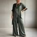 Summer Women's Satin Two-Piece Set Round Neck Loose Fit Casual Irregular Hem Fashion_ecoleips.com
