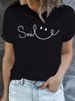 Eurean And American Cross-border Foreign Trade Women's Clothing, Simple Letter Print Round-neck Short-sleeve T-shirt_ecoleips.com