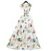Women's Clothing Holiday Style Printed Long Dress For Women With Waist Hugging Temperament Deep V Neck Small Flying Sleeves Ruffled Chiffon Long Dress_ecoleips.com
