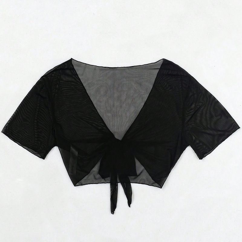 Women's Solid Color Mesh Cover-Up Bikini Top With Adjustable Ties - Sexy Swimwear For Beach & Pool - S/M/L/XL_ecoleips.com