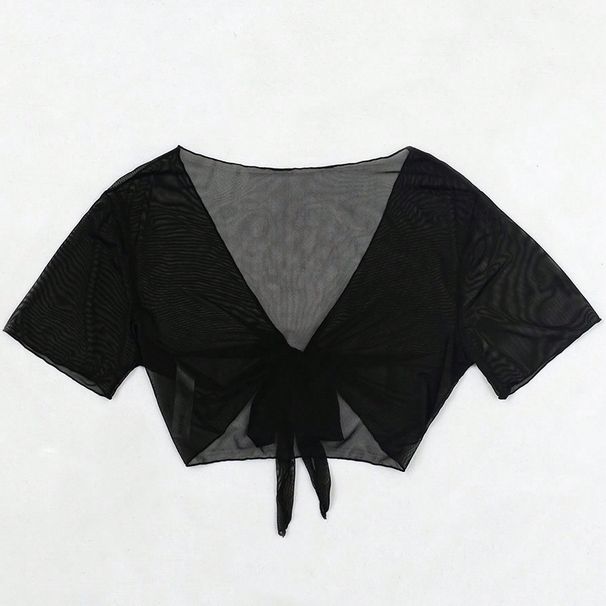 Women's Solid Color Mesh Cover-Up Bikini Top With Adjustable Ties - Sexy Swimwear For Beach & Pool - S/M/L/XL_ecoleips.com