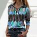Women's Autumn T-Shirt Contrast Print Long Sleeve Lace-Up V-Neck Base Shirt Top For Women_ecoleips.com