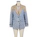 Women's Clothing women's fashion checkerboard jacquard contrast color stitching lady suit jacket_ecoleips.com