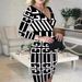 Slim Fit V Neck Evening Dress For Women Autumn Plaid Ruched Hip Hugging Sexy Casual Dress_ecoleips.com