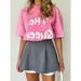 American Retro Short Sleeve T-Shirt For Women Summer Oversize Vintage Letter Print Washed 100% Cotton Top_ecoleips.com
