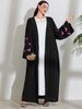 Verve Muslim Clothing Long Fashion Elegant Pocket Cardigan Embroidered Butterfly Dress Robe_ecoleips.com