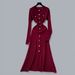 Elegant Metal Buckle Waist-Defining Dress - Slimming Knitted Maxi Dress With Lace Detailing For Women, Autumn Winter Fashion_ecoleips.com