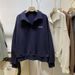 Foreign Trade Women's Autumn Loose-fitting Korean-style Versatile Thin Polo Collar Printed Sweatshirt_ecoleips.com