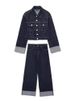 K Women's Denim Jacket With Flared Cuffed Trousers Set_ecoleips.com