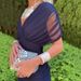 Elegant Off-Shoulder Chiffon Wrap Dress With Abstract Print - Flowy Maxi Dress For Women, Boho Chic & Casual Wear_ecoleips.com