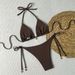 Elegant Solid Color Strapless Bikini Set for Women Halter Tie-Front Two-Piece Swimsuit_ecoleips.com
