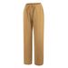 Suitable For All Seasons 2025 Plus Size Women's Elastic Waist Long Linen Casual Loose Wide Leg Pants_ecoleips.com