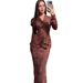 Elegant Slim Fit Maxi Dress For Women Long Sleeved European American Style Retro Spring_ecoleips.com