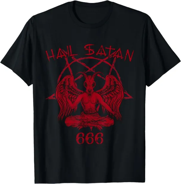 Women's T-Shirts Loves Me Hail Satan Devil 666 Saying T-Shirt_ecoleips.com