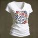 Women's 3D Printed American Flag V-Neck T-Shirt Oversized Casual Soft Polyester Blend Top in Multiple Colors_ecoleips.com