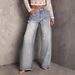 Women's Mid-Rise Wide Leg Jeans Retro Style Stamped Detailing Exclusive Cross Border Collection_ecoleips.com