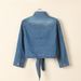 K Fringed Knotted Sleeve Denim Shirt For Women Short Thin Jacket_ecoleips.com