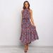 2025 European And American Cross-Border Women's Long Foreign Trade Hot New Halter Neck Polka Dot Print Tie Dress_ecoleips.com