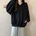 Korean Style Real Shot Solid Color Polo Collar Long Sleeve Sweatshirt For Women Spring And Autumn Thin Loose Versatile_ecoleips.com