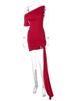 Mozision Oblique Shoulder Backless Irregular Sexy Mini Dress For Women Fashion Sleeveless Draped Ruched Club Dress Elegant_ecoleips.com