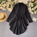 Women's Asymmetrical Hemline Blouse With Peplum Detail - Stylish Long Sleeve Shirt For Casual & Office Wear_ecoleips.com