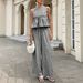 Women's Plaid Suit Set Sleeveless Ruffled Skirt round Neck Two Piece Fashionable Elegant European American Style_ecoleips.com