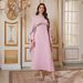 Light Pink Rhinestone Cape Style Abaya, Middle Eastern Dubai Evening Dress, Saudi Large Size Robe, In Stock At The_ecoleips.com