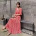 2026 Summer New Vintage Slimming Waist-Cinching Floral Long Dress, Super Elegant French Style, Flattering Chiffon Dress_ecoleips.com