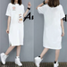 Summer Japanese Cute Cartoon Rabbit Stacked Print Female Large Size Loose Short-sleeved Dress_ecoleips.com