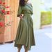 Women's Off-Shoulder Wrap Dress – Belted Waist, Flowy Maxi Skirt, Elegant Office & Evening Wear (Khaki/Burgundy/Green/Black)_ecoleips.com