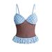 Color Blocked Polka Dot Ruffled V Neck Camisole Top Korean Style Slim Fit Sexy Versatile Women's Vest_ecoleips.com