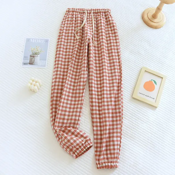 Plaid Pajama Pants For Women Multi Colors Cotton Home Pants For Spring And Summer Thin 3xl Loose Women Sleepwear Long Pants_ecoleips.com
