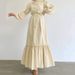 European And American New Elegant Waisted Robe Solid Color Long Skirt Female Stand Up Collar Button Fashion Splicing Dress_ecoleips.com