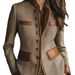Cross-border French Retro Style High-end Velvet Color-blocked Blazer With Suit Collar For Women_ecoleips.com