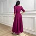 Elegant Long Dress For Women, Fashionable, Waist-Cinching And Slimming Pleated Short-Sleeved Dress_ecoleips.com