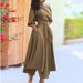 Women's Off-Shoulder Wrap Dress – Belted Waist, Flowy Maxi Skirt, Elegant Office & Evening Wear (Khaki/Burgundy/Green/Black)_ecoleips.com