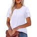 2026 Women Fashion Short Puff Sleeve Top Sweet Ruffle Trim Blouse_ecoleips.com