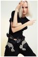 K New High Street Heavy Industry Nail Bead Splicing PU Buckle Waist Cover Half Skirt For Women_ecoleips.com