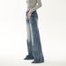 American Retro Flared Jeans For Women, Autumn And Winter, High-End Loose Fit, Distressed Washed Blue Low Waist Long_ecoleips.com