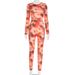 Women’s Floral Print Long-Sleeve Turtleneck & Slim-Fit Pants Set – Sexy Fall Outfit (Red, S/M/L)_ecoleips.com