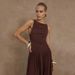 Women's Clothing Fashion Street Sleeveless Pleated Slim Solid Color Dress_ecoleips.com