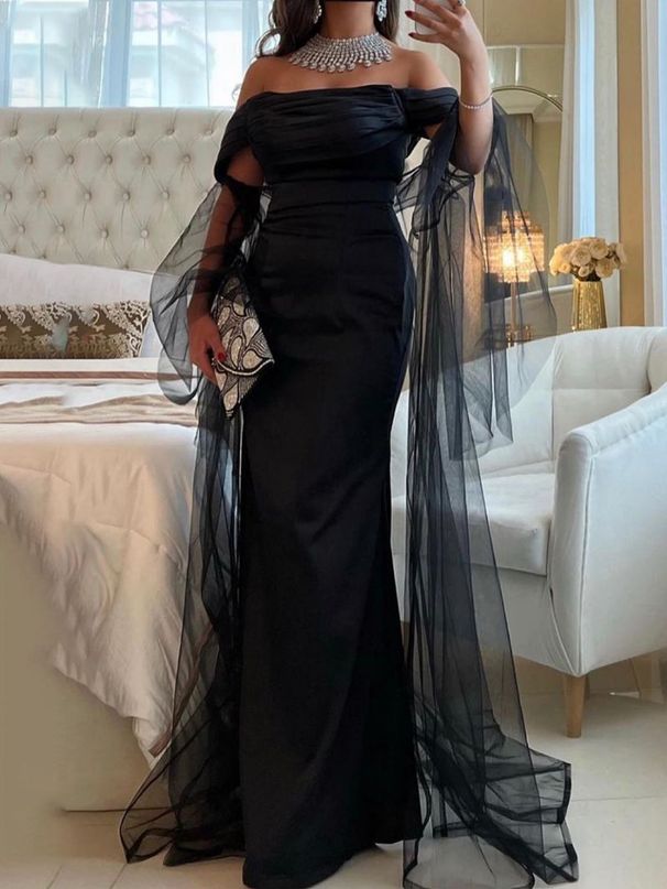 Women's Clothing tail Sexy Long Skirt Mesh Tube Top Banquet Evening Dress Skirt_ecoleips.com