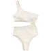Women's Clothing Sexy Bikini Swimsuit Women's One Shoulder One Piece High Waist Solid Color Bikini_ecoleips.com