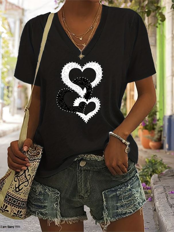 Summer Women's Short Sleeved V-neck Loose Modal T-shirt Top Short Sleeved Comfortable Breathable T-shirt Top_ecoleips.com