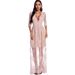 Glam Sequin Maxi Dress - V-Neck Disco Retro Evening Gown With Floral Embroidery (S-XL)_ecoleips.com