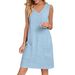 Women's V Neck Sleeveless Cotton Linen Dress European And American Style 2026 Loose Casual Solid Color a Line Skirt_ecoleips.com