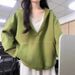 Fashionable, Age-reducing, High-end, Super Stylish Top Milky Yellow With A Half-zip Hooded Pullover Sweatshirt For Women_ecoleips.com