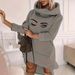 Elegant High Neck Long Sleeve A-Line Dress With Eyelet Pattern For Women, Plus Size Flattering Midi Dress_ecoleips.com