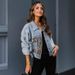Women's Clothing New Leopard Print Patchwork Ripped Denim Top Casual Jacket_ecoleips.com