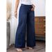 Women's Relaxed Wide-Leg Denim Jeans - Vintage Washed Dark Blue Casual Comfort Jeans (XS/S/M/L/XL)_ecoleips.com